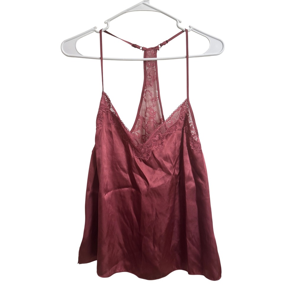 In Bloom by Jonquil Womens Lace Trim Rose  Satin Racerback Camisole/Short Set